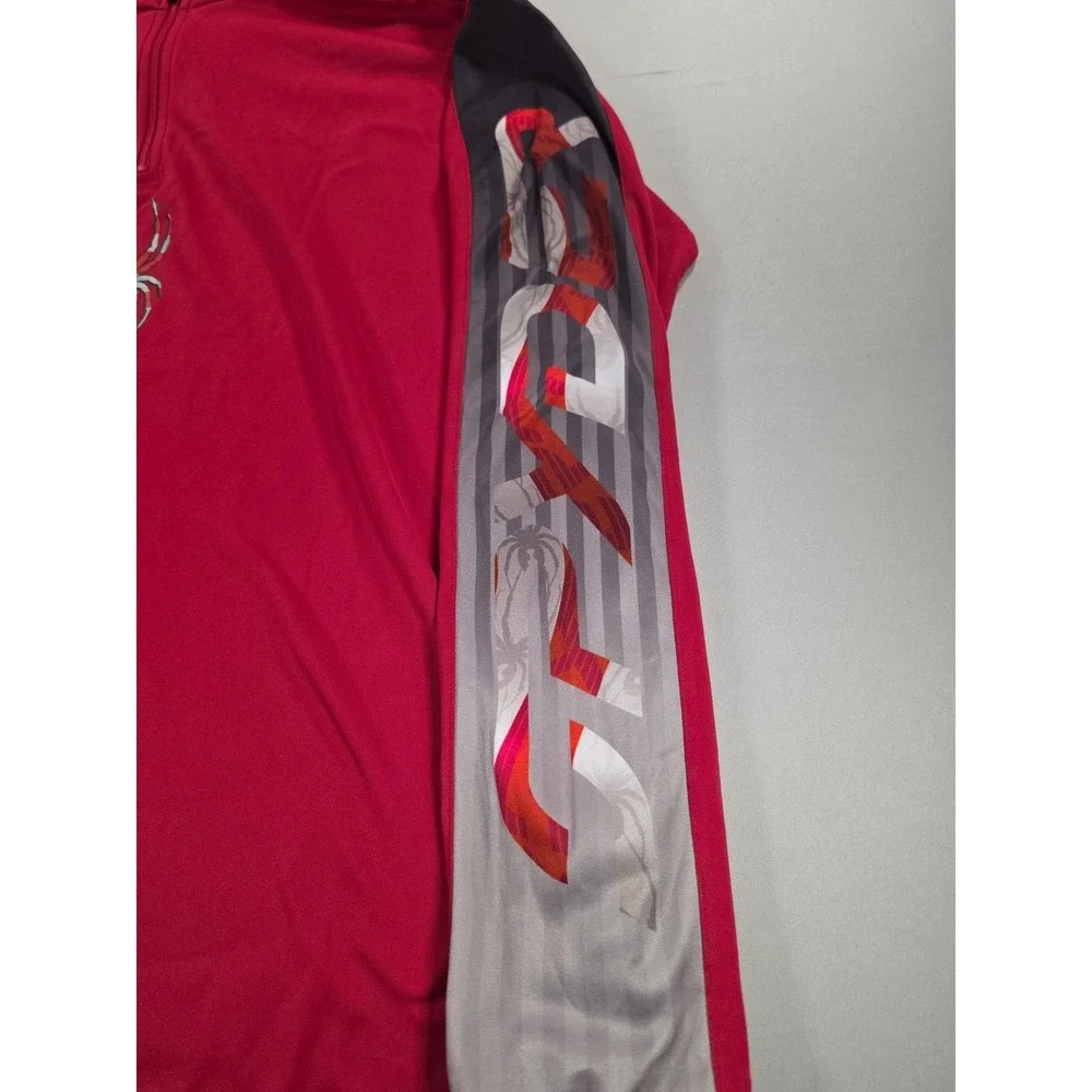 Spyder Mens XXL Red Quarter Zip Pullover American Flag Spider Logo Active Top